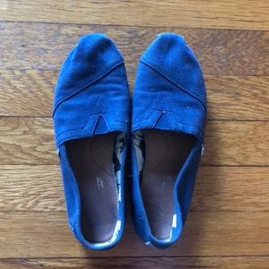Used Muted Navy Blue Toms Slip Ons